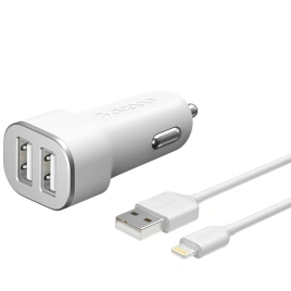Автомобильное зарядное устройство Deppa 24W Dual USB-A 11291 White