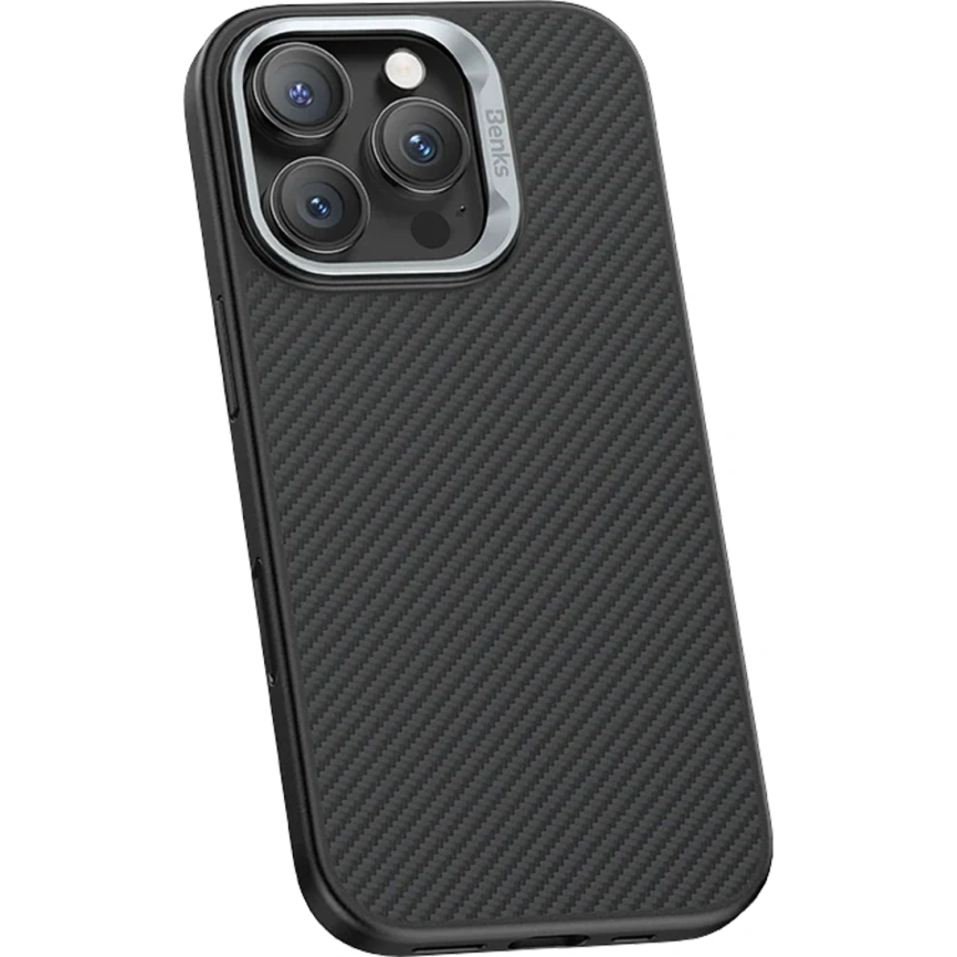 Чехол Benks Kevlar ArmorPro Case with MagSafe 600D для iPhone 16 Pro Black/Metal Frame фото 4