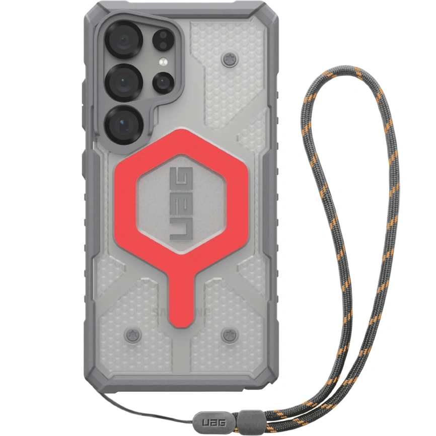 Чехол UAG MagSafe Pathfinder Clear для Samsung Galaxy S25 Ultra (с шнурком) Active Lava Lanyard фото 1