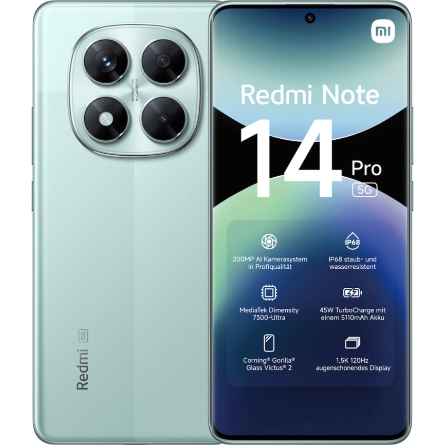 Смартфон Xiaomi Redmi Note 14 Pro 5G 8/256Gb Coral Green Global Version фото 3