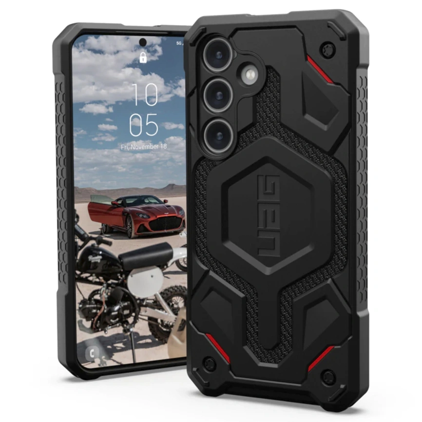 Чехол UAG Monarch PRO with MagSafe для Galaxy S24 Black Kevlar фото 1