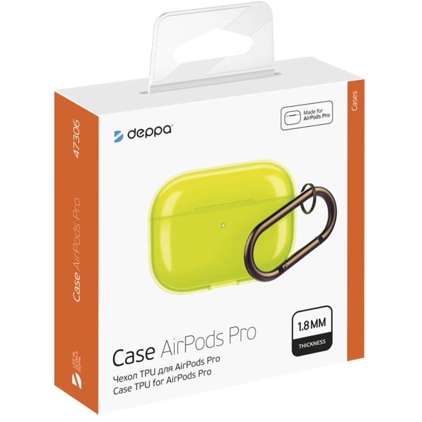 Силиконовый чехол Deppa с карабином для AirPods Pro (47306) Yellow фото 2